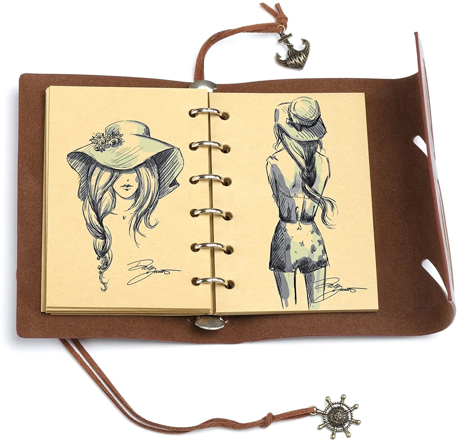 Vintage PU Leather Travel Pocket Notebook ,Refillable Journal Lined Paper (160 Pages Extra Refill)
