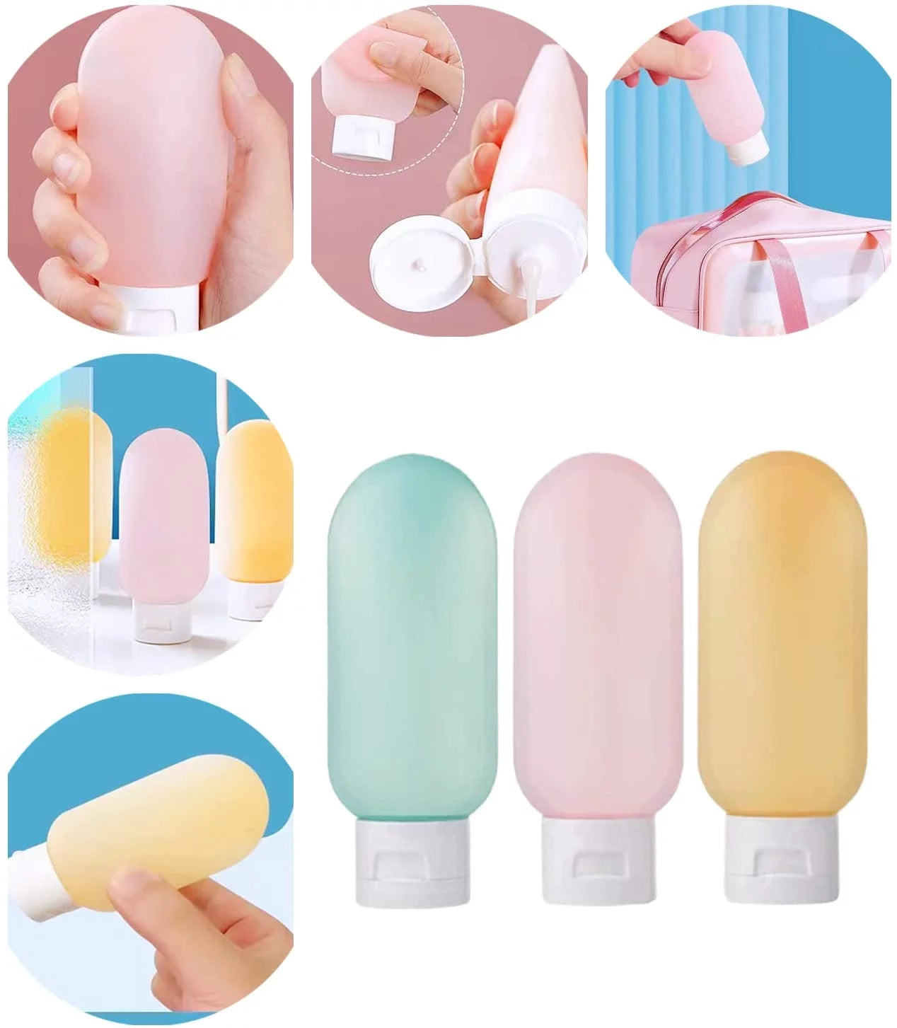 Leak-Proof Travel Size Containers, 11 Pack Travel Bottles Set for Toiletries, Lightweight & Portable Travel Accessories for Shampoo Conditioner Lotion Body Wash