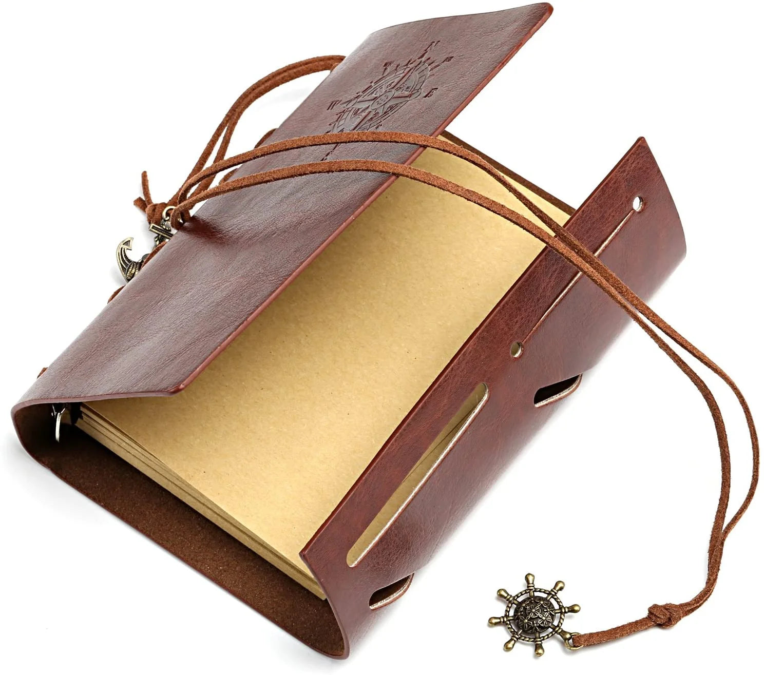 Vintage PU Leather Travel Pocket Notebook ,Refillable Journal Lined Paper (160 Pages Extra Refill)